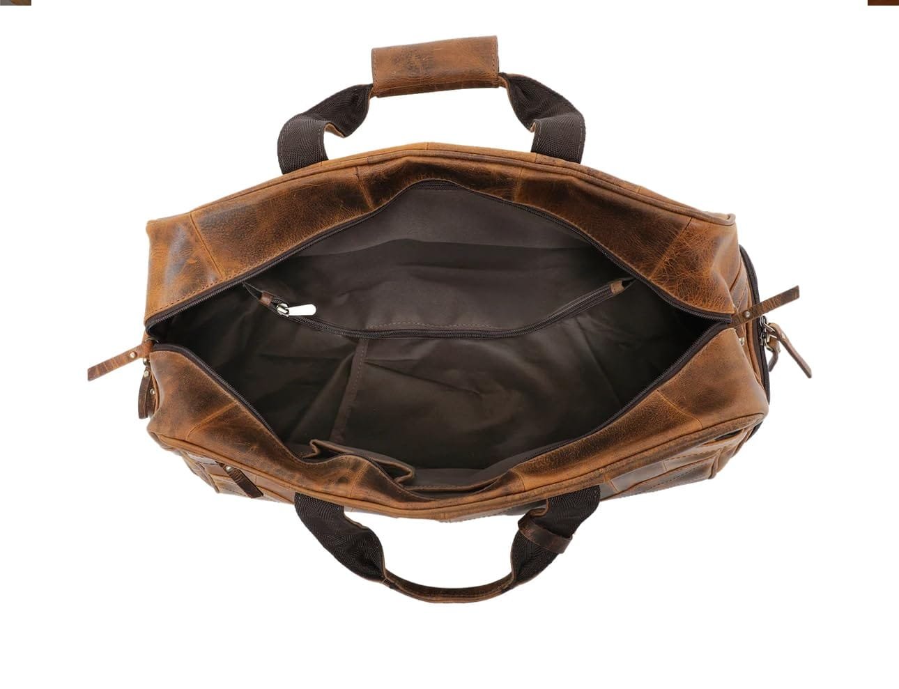 Leather Travel Duffle Bag with Shoe Compartment